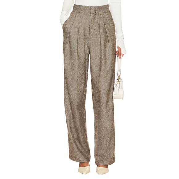 Rue Sophie 'Wick' Brown Polyester Double Pleat Trouser Size M - Picture 1 of 5